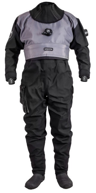 Hauberk drysuits Karacena front horizontal zipper
